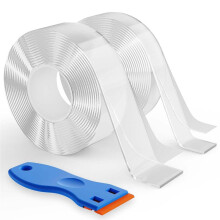 2 Rolls Double Sided Tape Heavy Duty, Clear Removable  Tape for Poster Carpet Picture Hanging