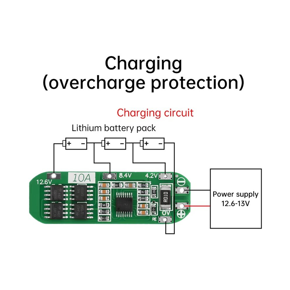 3S 12.6V 10A Li-Ion Battery Bms Protection Board Charging Overcharge Over Discharge Overcurrent Short Circuit Protection 4712027012565