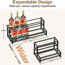 Expandable Coffee Syrup Organizer, Syrup Rack Enlarged 6-12 Bottles Syrup Holder for Coffee Bar, Width Adjustable