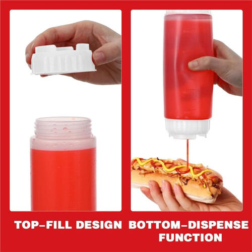 2 St. Sprutflaskor, Påfyllningsbara 20oz, Kryddsprutflaskor för Såser, Multifunktionell Sprutflaska för Såser och Ketchup 1