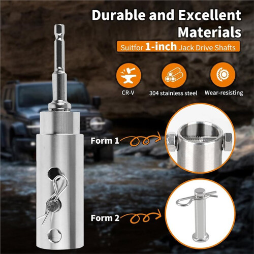 Trailer Jack Drill Adapter for Jack Drive Shaft Crank Jack Adapter Tool for Heavy Duty RV, Construction, Dump Trailers 1