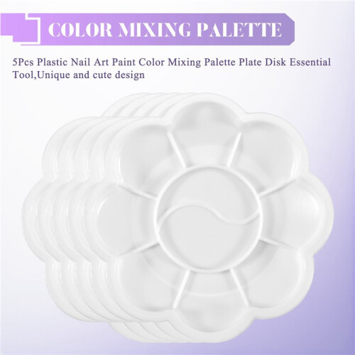 5Pcs Plastic Nail Art Paint Color Mixing Palette Plate Disk Essential Tool 1