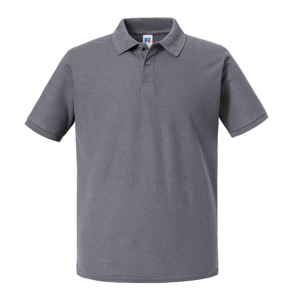 Russell (S, Convoy ) Mens Authentic Eco Polo Shirt Grey
