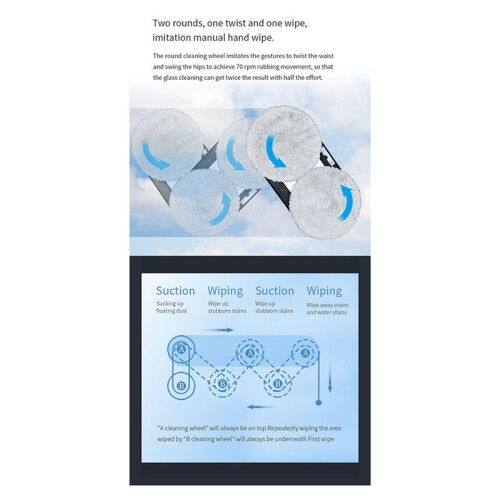 Fully Automatic Window Cleaner Glass Cleaning Robot Remote-Controlled Electric Intelligent Window Cleaning EU Plug 2