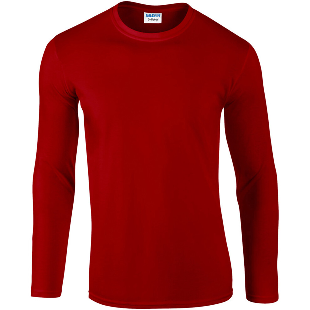 Gildan (Xl, ) Mens Soft Style Long Sleeve T-Shirt (Pack Of 5) Red