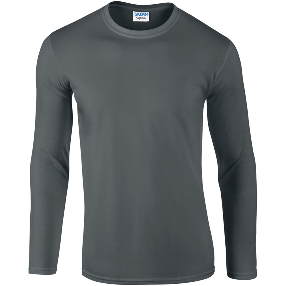 Gildan (Xl, Charcoal) Mens Soft Style Long Sleeve T-Shirt (Pack Of 5) Multicoloured