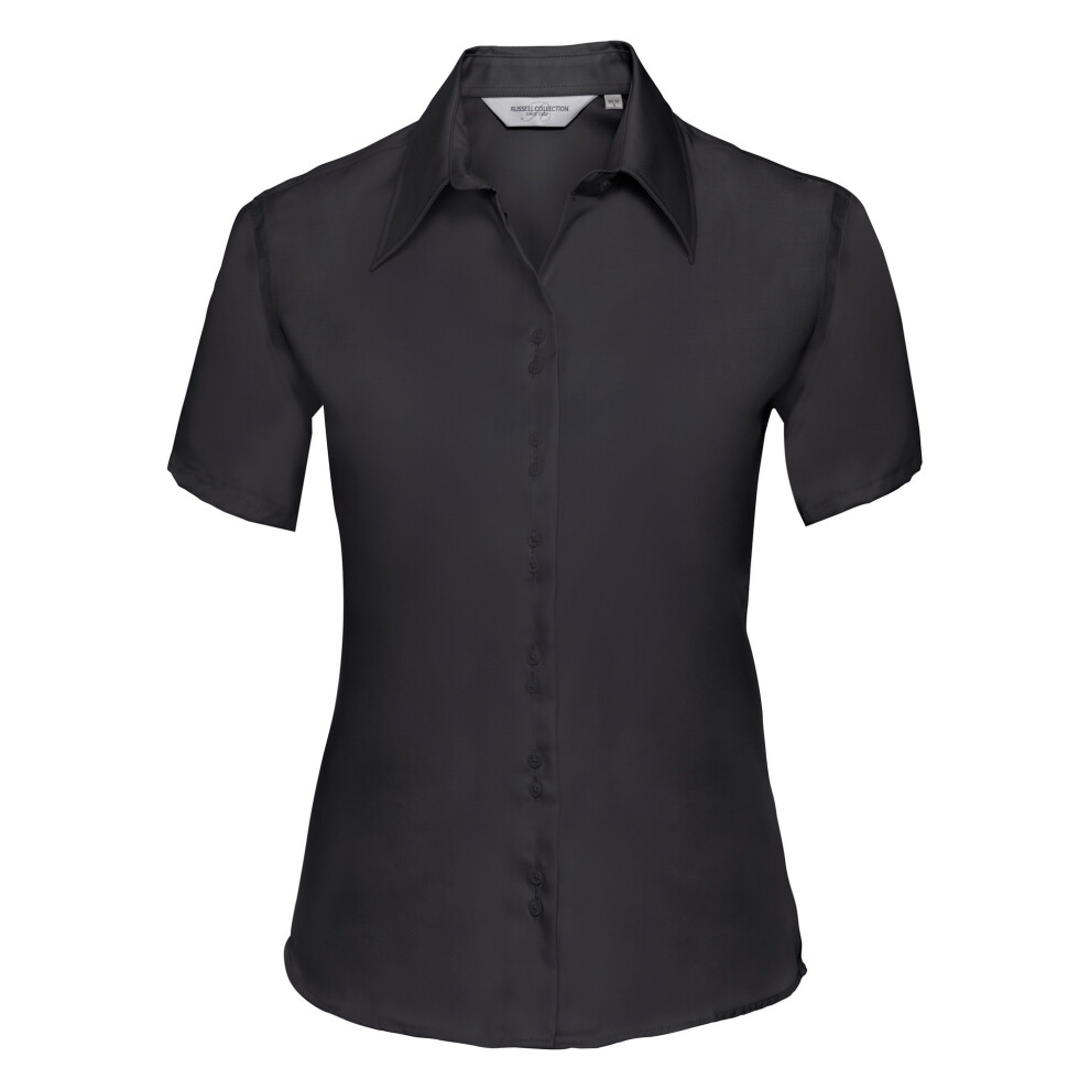 Russell (4Xl, ) Collection Ladies/Womens Short Sleeve Ultimate Non-Iron Shirt Black