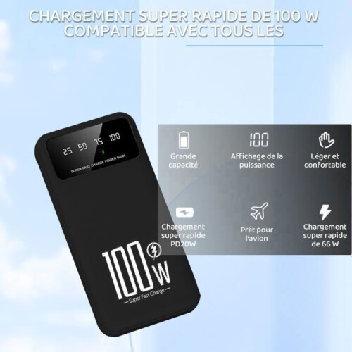 Φορητή εξωτερική μπαταρία 20000mAh, γρήγορη φόρτιση 22,5W, 4 θύρες, με οθόνη LED και 1