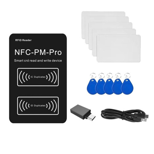 RFID  Chip Reader PM PRO Decoder+5XUID Card+5XCUID Keychain NFC Key Copier 13.56Mhz 125Khz Badge Write Token Clone