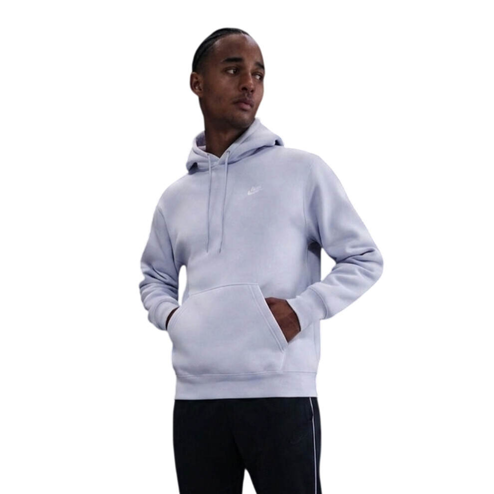 Nike (M, Ghost/White) Mens Club Fleece Pullover Hoodie White