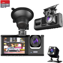 Rigwig 3 Channel Dash Cam Front Rear Inside Camera 1080P HD DVR 32GB G-Sensor Night Vision Parking Monitor