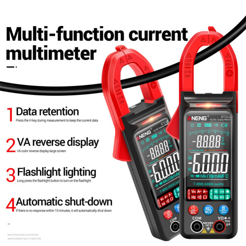 ANENG ST212 Digital Clamp Meter 400A Current True RMS  Plier Ammeter 6000 Multimeter  AC NCV Tester(Red) 1