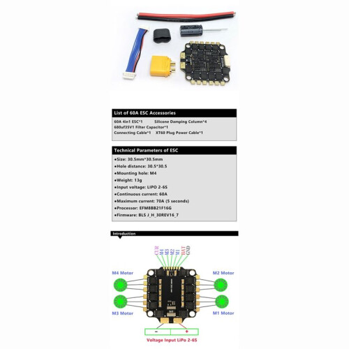 BLS-60A 4-in-1 ESC FPV ESC 30.5x30.5mm Onboard Current Sensor for RC FPV Drone 2