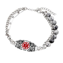 Edelstahlarmband mit medizinischem Notfall-ID, doppellagige Armbanduhr, Schmuckaccessoire für den täglichen Gebrauch, mehrfarbig - xigu