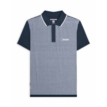 (5XL, Navy) Lambretta Mens Gingham Big & Tall Polo Shirt