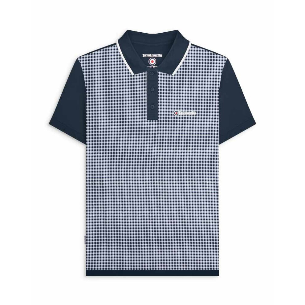 Lambretta (5Xl, Navy) Mens Gingham Big & Tall Polo Shirt Blue,Multicoloured