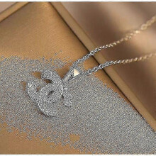 CC-hanger met ketting, hoogwaardige, elegante hanger met ketting, eenvoudig en veelzijdig, zilverkleurig.