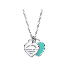 925 Zilveren Dubbele Hart Hanger Ketting, Schattige In elkaar grijpende Hartjes Choker Ketting, Elegant Sieraden Cadeau voor Vrouwen en