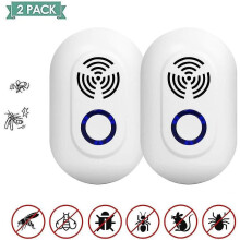 Pest Reject 2-Pack Ultrasone Ongediertebestrijder met Stekker, Elektronische Insectenbestrijding, Stille Muggen- en Muizenverjager voor