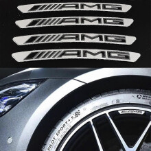 Sæt med 4 alufælge-klistermærker – Mercedes-AMG fælg-emblem (sølv)