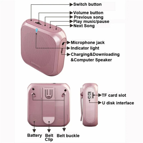 Hoofdbandmicrofoon Luidspreker Stemversterker Recorder Microfoon Luidspreker Audio  Bedrade Microfoon Geluidsset Zwart 2