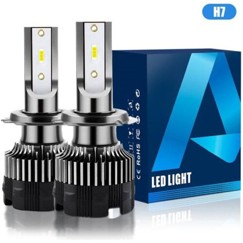 Λαμπτήρες προβολέων αυτοκινήτου LED H7 120W 20.000LM, 2 τεμάχια — 6500K λευκό, τσιπ CSP, α