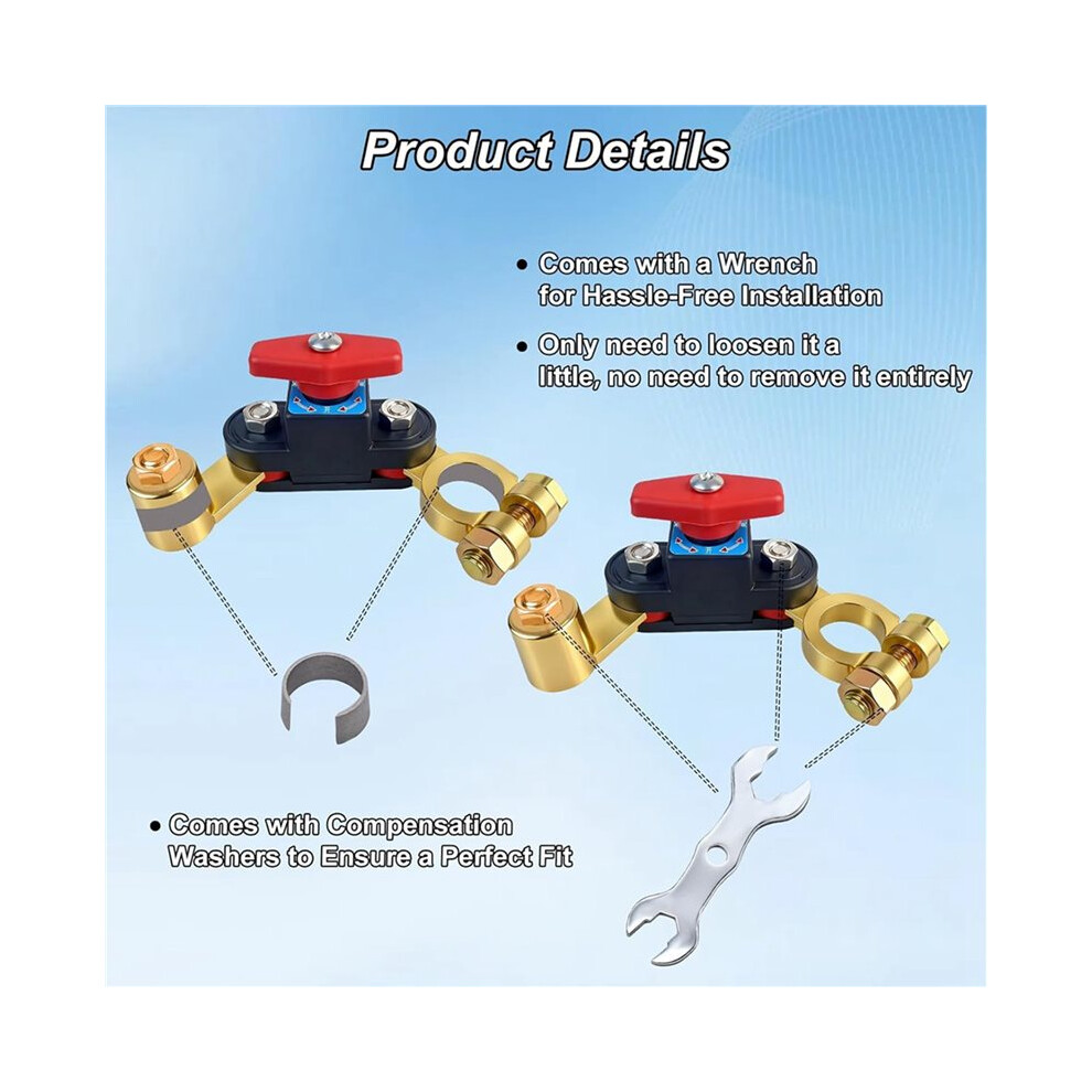 2X Car Battery Power Cut-Off Breaker, Adjustable Pure Copper 12V-24V Disconnect 4713449686495