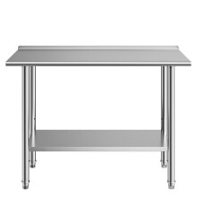 Table de Travail en Acier Inoxydable-Duoku-pour Cuisine Professionnelle, Dimensions 121,9 x 61 cm, avec Deux Niveaux