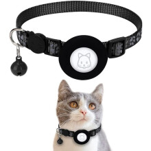 Anti-Strangulation AirTag Cat Collar with Bell – Black, Anti-Loss and Stylish – KingProShop