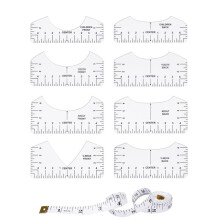 9pcs Tshirt Ruler Guide for Vinyl Alignment, T Shirt Rulers to Center Designs, PVC Measurement Template,Sewing Supplies