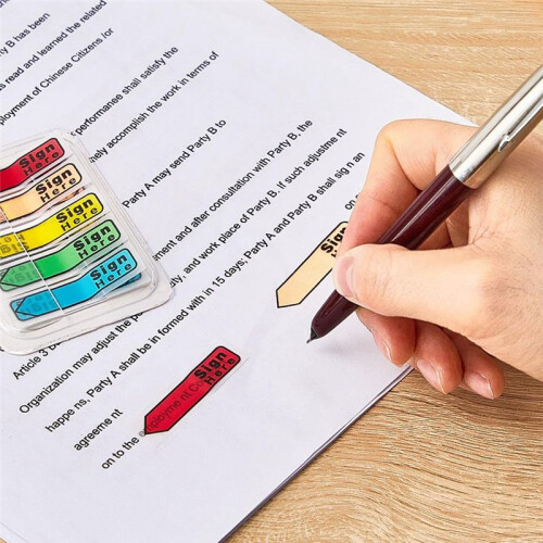 1000 Pieces Sign Here Date Tabs Sign Here Date Stickers Flags Please Message Flags for Office Notebook Annotating Books 2