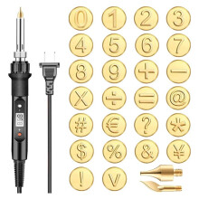 26 Pcs Wood Burning Kit with Letters,DIY Wood/Leather Burning Set, Letter Soldering Iron Stencils Kit Tool US Plug