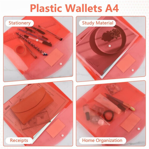 A4 Plastic Wallets, 7PCS Waterproof Document Folders with Button for Office, School, and Travel 2