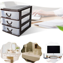 Boîte de Rangement Multifonctionnelle à 3 Tiroirs en Plastique Translucide pour une Organisation Optimale de Votre Bureau.