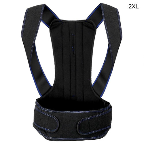 Unisex Adjustable Back Spine Support Posture Corrector Brace Hunchback Correction Belt2XL Blue