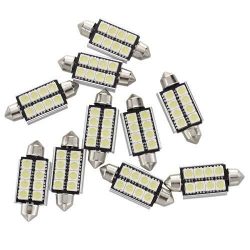 10 x White 8 SMD LED CANBUS Festoon Interior Dome Bulb Light 43mm