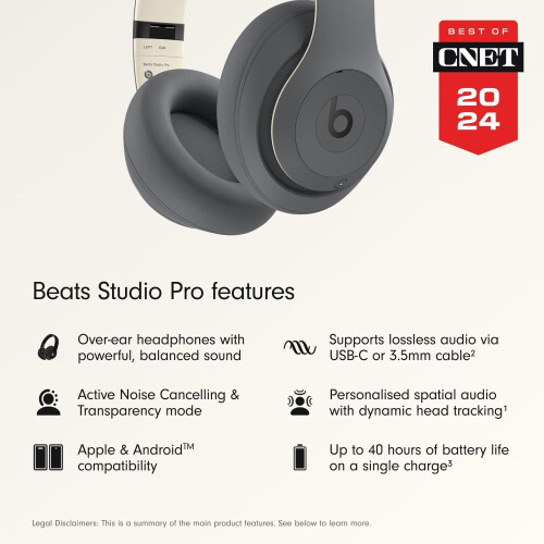 Beats Studio Pro Wireless Noise Cancelling Headphones USB-C Sand Grey 1