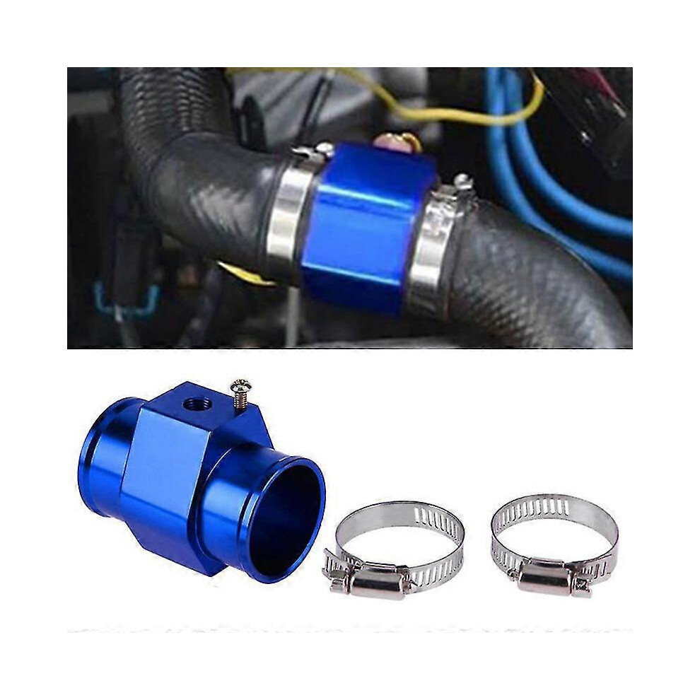32Mm Water Temperature Temp Sensor Gauge Joint Pipe Radiator Hose Adapter With 2 Clamps Blue 9193278274509
