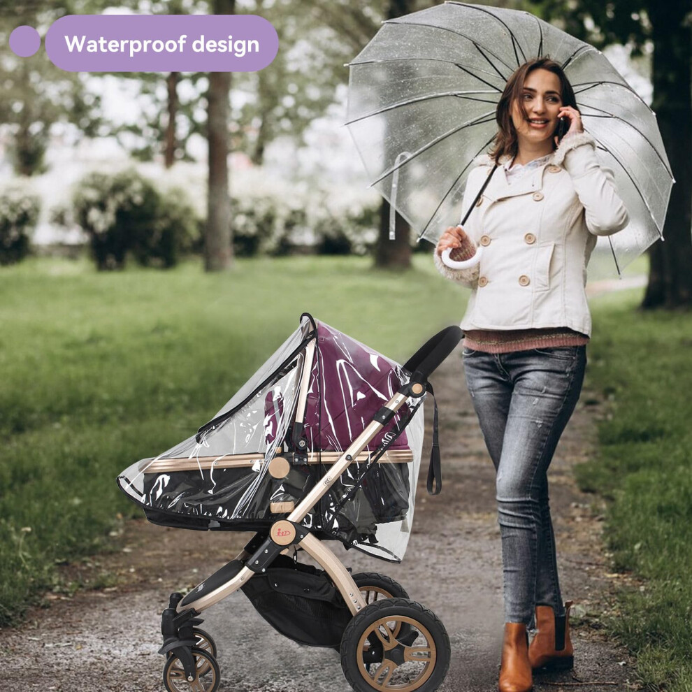 Agatige Baby Stroller Rain Cover, Universal Pram Rain Cover For Pushchair Stroller Baby Travel Weather Shield For Rainproof Dustproof Windproof With Zip For