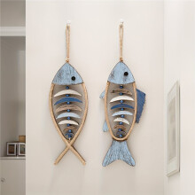 Mediterrane Wanddekoration, Dreidimensionaler Kleiner Anhänger in Fischform, 2-Teilig, für die Wandgestaltung im Wohnzimmer