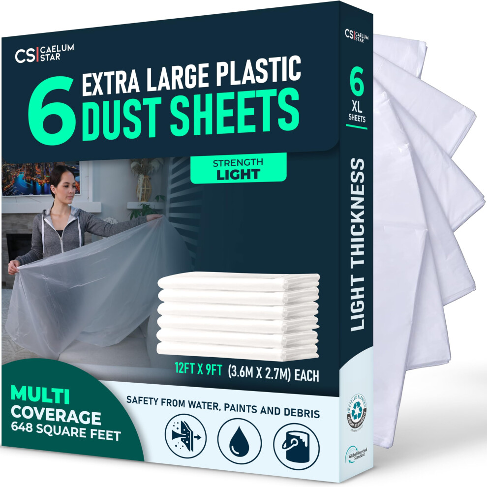 Photos - Other for Repair CS 6 Pack Extra Large Plastic Dust Sheets for Decorating 3.60 x 2.70 m , Dust Sheets for Painting, Clear Plastic Sh(12x9 ft)