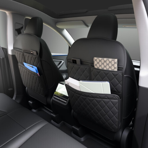 2 Pack Seat Back Protector for Kids, Car Kick Mats Back Seat with Organizer 1