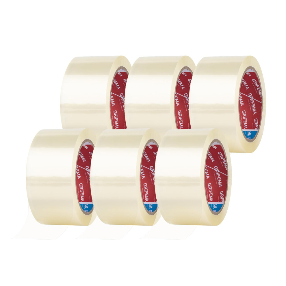 Grifema Ga4003-6 Clear Low Noise Packing Tape 6 Rolls Strong Heavy Duty Parcel Tape Strong Adhesive Sellotape Industrial Duty Cellotape For Packing B 3375742622054