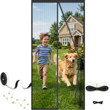 Auxmir Magnetic Fly Screen Door 90x210cm, 4cm Wider Full Frame Heavy Duty Magic