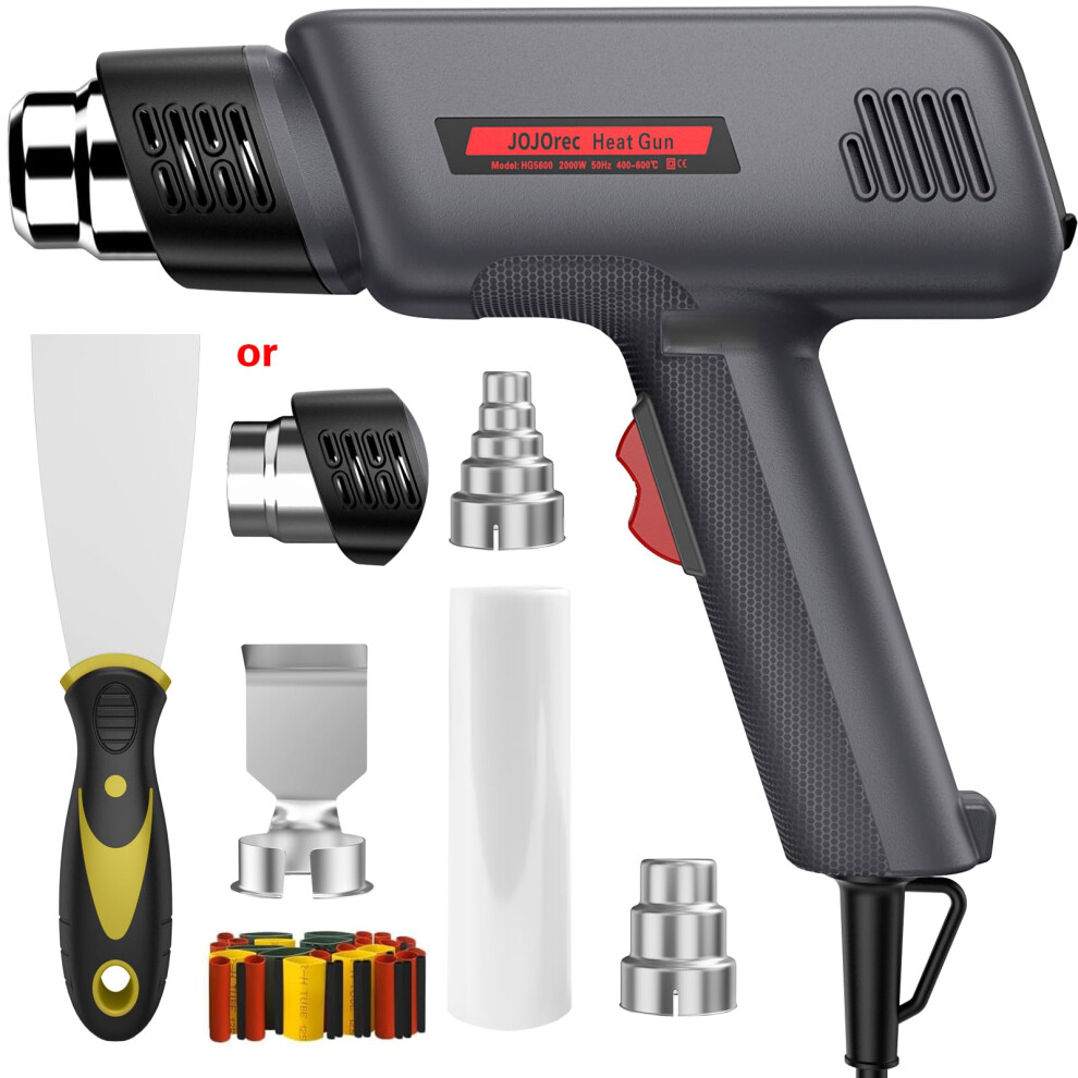 Jojorec Heat Gun, 2000W Professional Hot Air Gun 400? & 600? Dual-Temperature Settings, Overload Protection, 6 Accessories, Double Heating Wire Fast 5004666905476