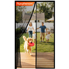 Flux Phenom Magnetic Fly Screen Door Strong Fiberglass - Heavy Duty Fine Mesh Door Fly Screen, Auto-Sealing with 52 Magnets, No Drill Installation, P