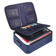 Tamfile Fireproof Document Box, 14.2''10.6''4'' Waterproof Document Organiser Bag with Lock, Portable File Storage Box for Passports, Certificates