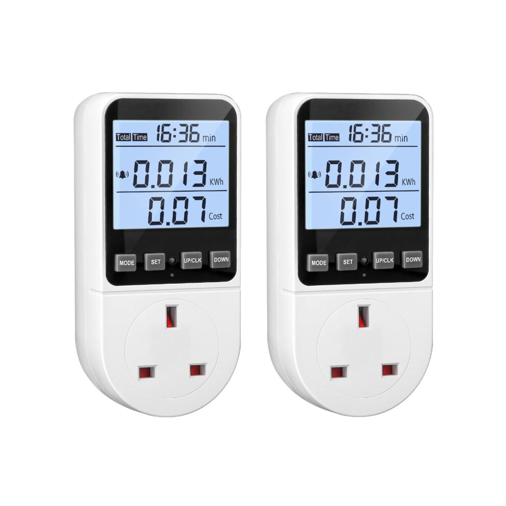 2 Pack Power Usage Monitor With Lcd Backlight - Energy Meter With 8 Modes & Overload Sound Alarm - Socket Kwh Amp Volt Watt Plug 5004111629674