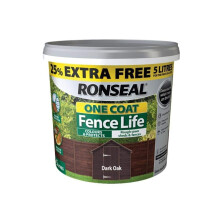 Ronseal RSLFLDON4LAV One Coat Fence Life Dark Oak New 4 Litre +25%