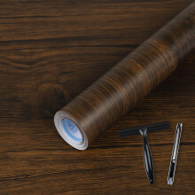 Wood Effect Vinyl Wrap Self Adhesive - Brown Wood Vinyl Wrap Sticky Back Plastic Roll Includes Toolkit - Self Adhesive Wallpaper for Furniture Table